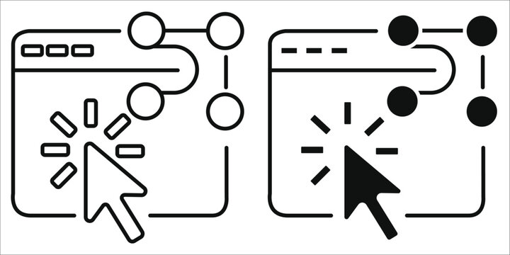 AI Prompt Window Icon Set, Artificial Intelligence Web Interface with Cursor and Node Network Vector Illustration (Editable Stroke)