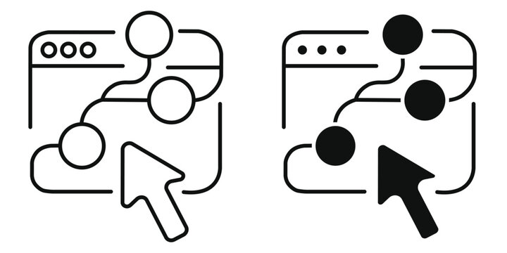 AI Prompt Window Vector Icon Set, Artificial Intelligence Command Line Interface, Machine Learning Algorithm Flowchart, Web Software UI UX Cursor Concept, Editable Stroke Line and Glyph Icons