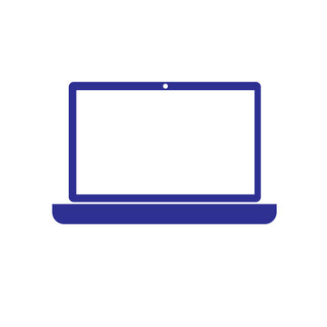 Laptop icon presents a deep blue silhouette designed for clean and professional web interface navigation elements.