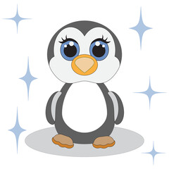 Obraz premium Penguin toy with blue snowflakes on transparent background