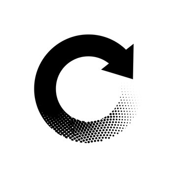 Minimalist circular refresh icon with halftone dot pattern effect circular halftone minimalist internet