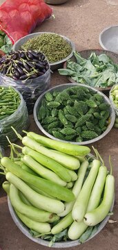 Fresh Ivy Gourd and Bottle Gourd at Local Vegetable Market
