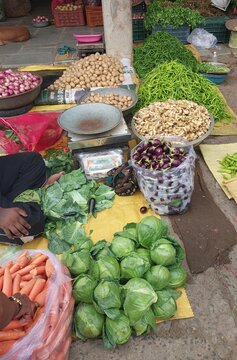 Healthy Farm Fresh Vegetables for Sale at Traditional Market