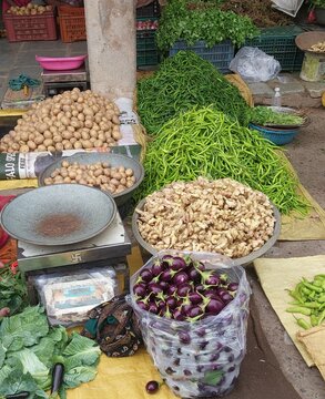 Fresh Organic Vegetables Displayed at Open Air Farmers Market