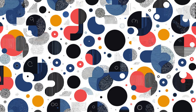 abstract seamless vector pattern and patches with circles dots imperfect shapes
