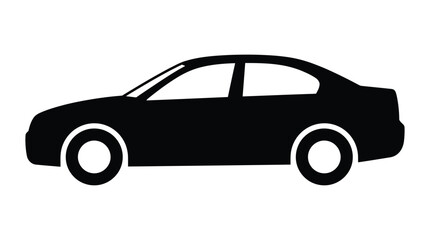 Fototapeta premium Sedan car silhouette on a white background simple graphic design