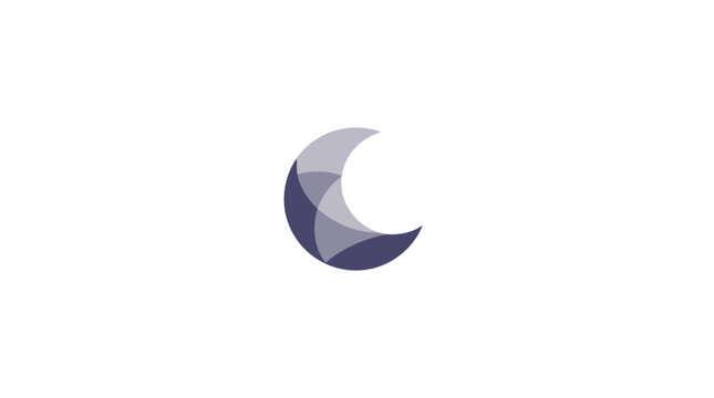 Abstract geometric crescent moon logo with purple hues.
