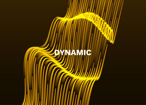 A wavy surface with multiple folds. Numerous lines move rapidly through space. The dynamics of digital data. An abstract structure with smooth color transitions. Vector for poster, cover, presentation
