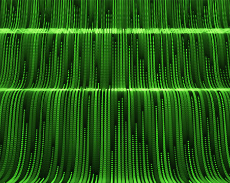 A wavy surface with multiple folds. Numerous lines move rapidly through space. The dynamics of digital data. An abstract structure with smooth color transitions. Vector for poster, cover, presentation