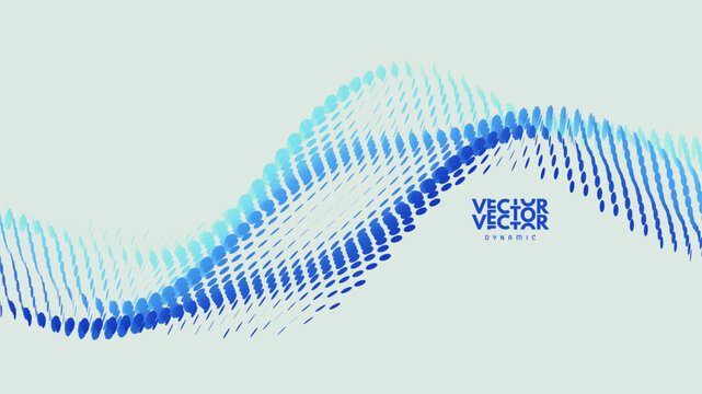 A technology conference event. Dynamics particles. Abstract wavy background. Wave with connected dots. Big data. 3D grid surface. Illustration for brochure, poster, cover, presentation, flyer, banner.