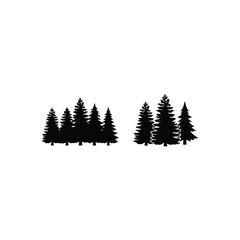 Fototapeta premium Evergreen forest silhouette, isolated on white background