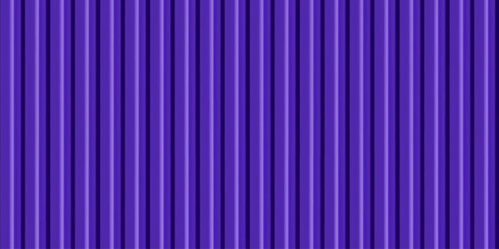 Corrugated purple steel surface with repeating vertical grooves and smooth metallic shading. Industrial container background for transport, construction, packaging design. Vector illustration