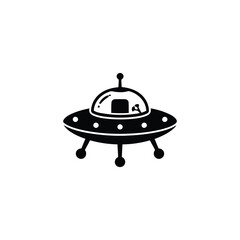 Toy spaceship silhouette, isolated on white background  © SabHoo7