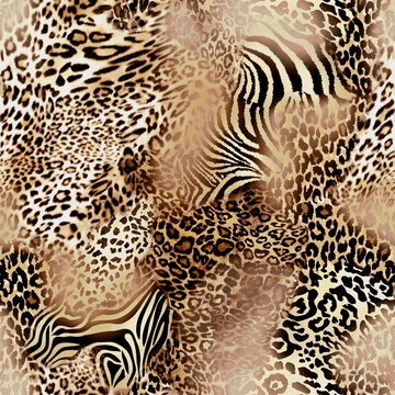 muti animal skin print textured leopard tiger seamless pattern 