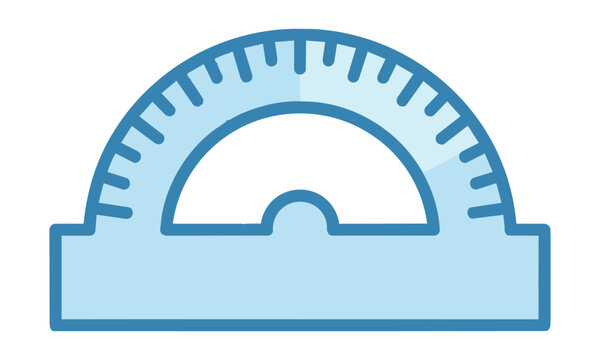 protractor drafting tool icon with clean line art and measurement marks on white