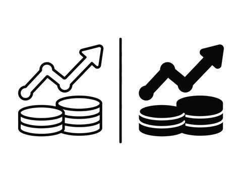 Business Growth Analytics Coins Upward Trend Icon