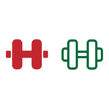 Fitness dumbbell logo concept red and green workout icon set vector illustration

Letter H dumbbell logo design for gym fitness center and body building icon

Red solid and green outline dumbbell vect