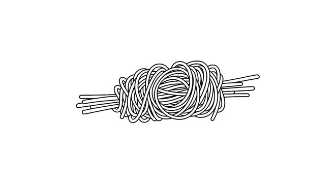 Tangled bundle of wire or string.