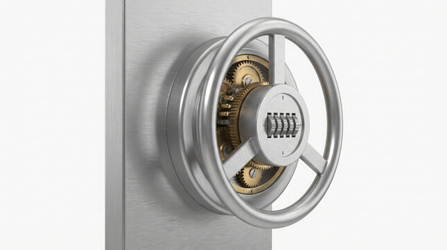 Detailed Vault Door Wheel Lock Close Up