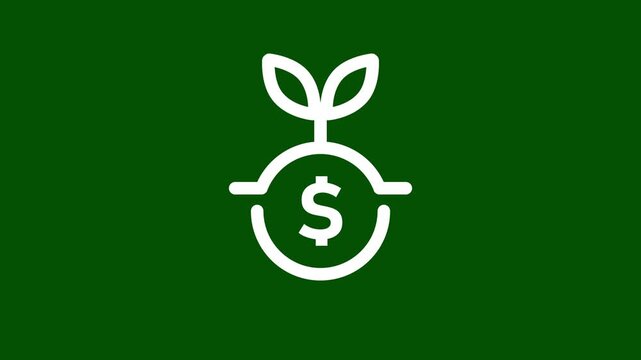 Money Investment Plant Line Icon. Animated plant growing out of dollar coin line icon for business investment startup capital and wealth accumulation. business line icon animation.