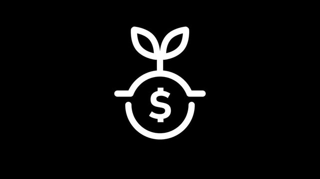 Money Investment Plant Line Icon. Animated plant growing out of dollar coin line icon for business investment startup capital and wealth accumulation. business line icon animation.