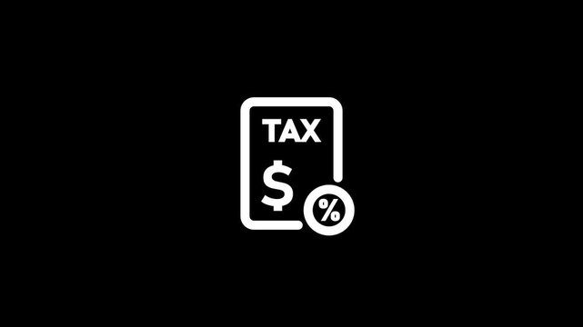 Tax Document Bill Line Icon. Animated line art tax document with dollar and percentage symbol for income tax declaration and financial billing icon.