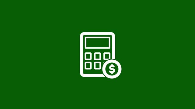Animated Financial Calculator Dollar Line Icon. Black line art calculator with dollar coin animated icon for budget planning accounting and financial calculation icon.