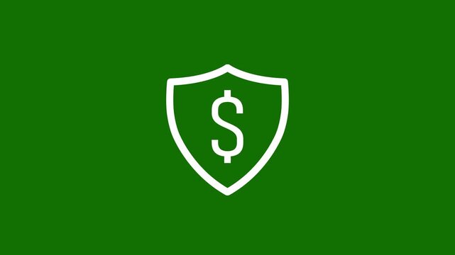 Animation of Financial Security Shield Line Icon. Minimalist line art shield icon with dollar sign for financial protection secure payment and money insurance icon animation.
