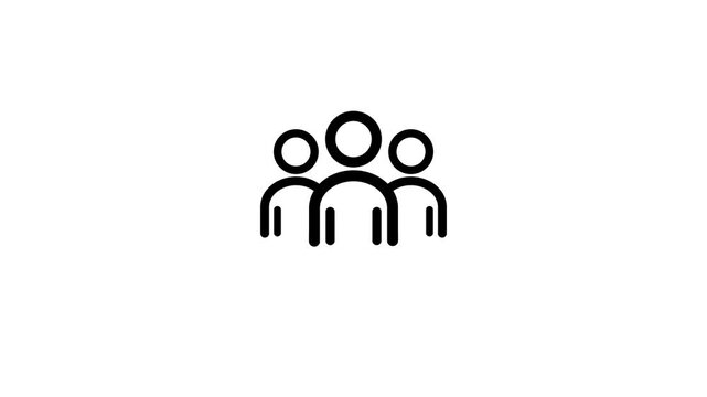 Minimalist team members line art animated icon for community and group concept. Line icon people team concept animation.