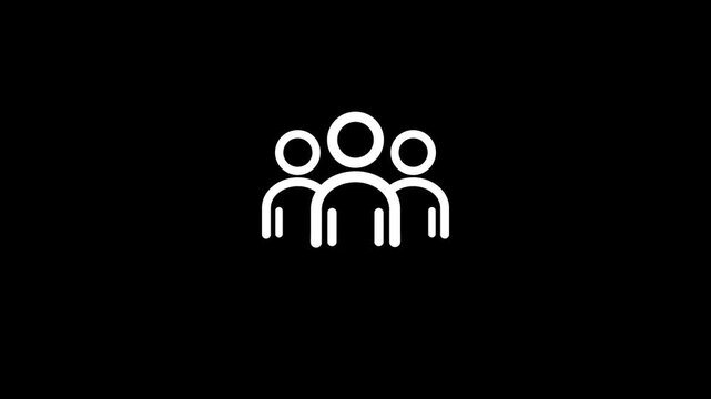 Minimalist team members line art animated icon for community and group concept. Line icon people team concept animation.