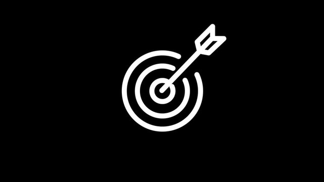 Animated bulls eye target with arrow line icon for goal focus and success concept. marketing target icon animation.