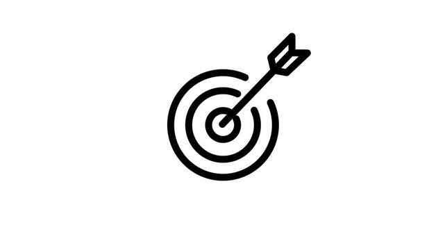 Animated bulls eye target with arrow line icon for goal focus and success concept. marketing target icon animation.