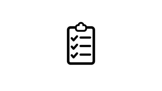 Clipboard Checklist Line Icon animation, Minimalist line art checklist clipboard animated icon for survey task management and corporate projects. line icon