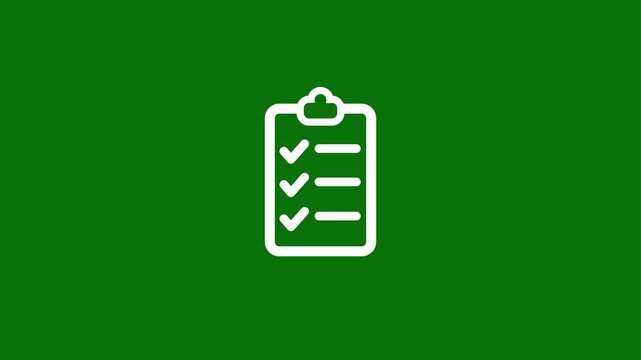 Clipboard Checklist Line Icon animation, Minimalist line art checklist clipboard animated icon for survey task management and corporate projects. line icon