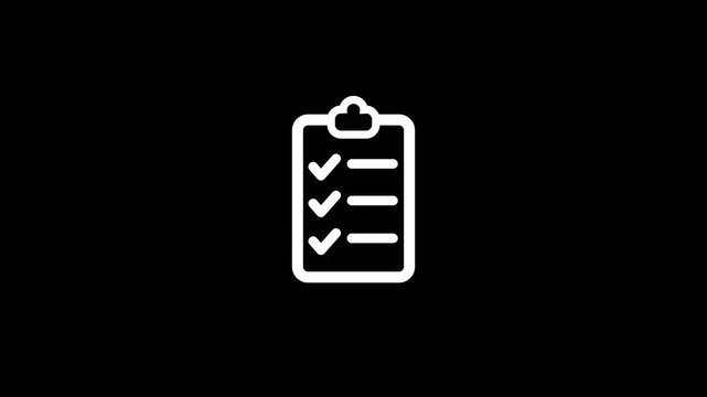 Clipboard Checklist Line Icon animation, Minimalist line art checklist clipboard animated icon for survey task management and corporate projects. line icon