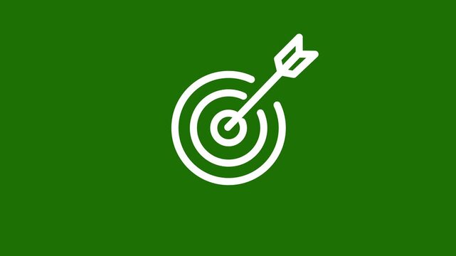 Animated bulls eye target with arrow line icon for goal focus and success concept. marketing target icon animation.