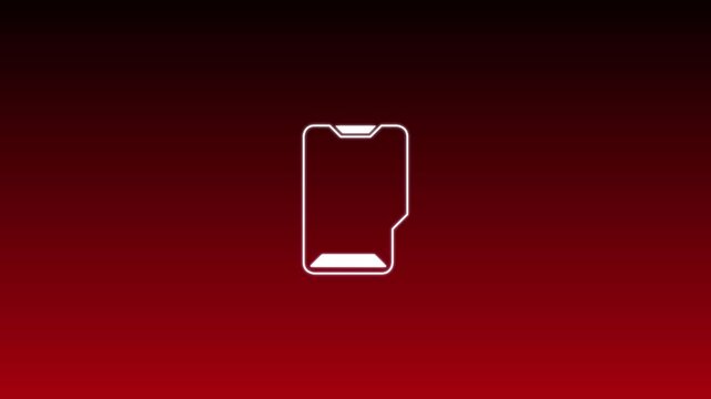 White neon sd card memory icon futuristic storage element on red gradient background 4k