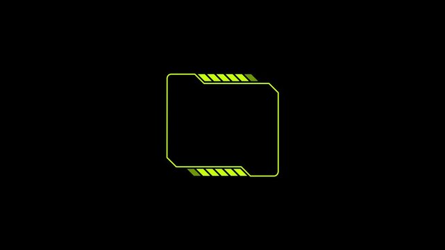 Neon green square hud frame tech boundary target box on dark background 4k 25fps