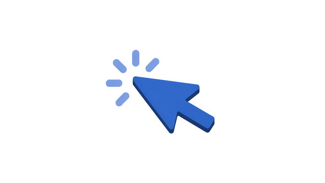 Blue computer cursor arrow clicking icon isolated with the image is isolated on a white background perfect for UI design elements interface internet computer navigation software technology
