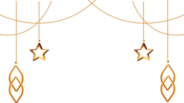 Golden hanging stars and lanterns vector decoration for Ramadan
