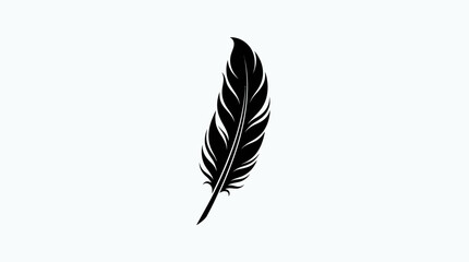 Black feather silhouette against a white background silhouette © Amena