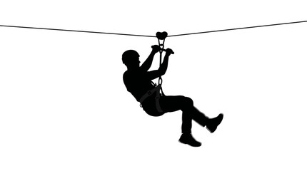 Ziplining Person In Black Silhouette zipline figure © Amena