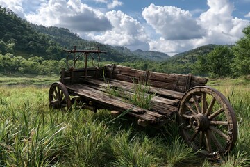 Fototapeta premium Abandoned Cart in a Rolling Meadow