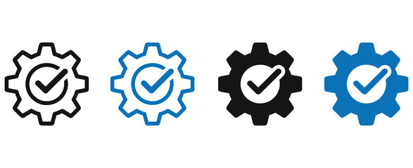 easy installation icon vector, gear and check mark symbol, quick settings icon, simple configuration approval sign, modern flat editable illustration for web, mobile app, software interface, dashboard © MD FARIDUL
