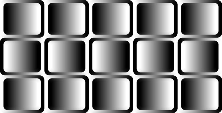 Abstract monochrome grid pattern with rounded rectangles and gradient effects for minimalist backgrounds and digital design assets