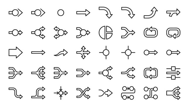 Set of flowchart arrows and diagram symbols line vector design. EPS Editable