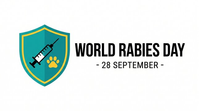 World rabies day logo with syringe and paw icon