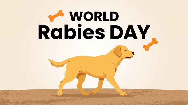 Yellow dog playing with toy on world rabies day