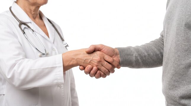 compassionate healthcare advocacy concept featuring the supportive handshake of a healthcare professional and an adult patient