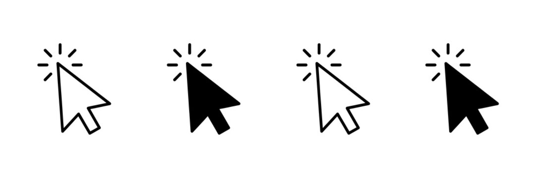 Collection of computer mouse cursor pointer icons with computer interface isolated internet navigation software technology